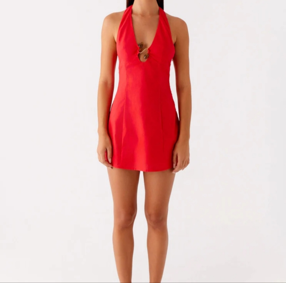 Peppermayo Red Halter Mini Dress